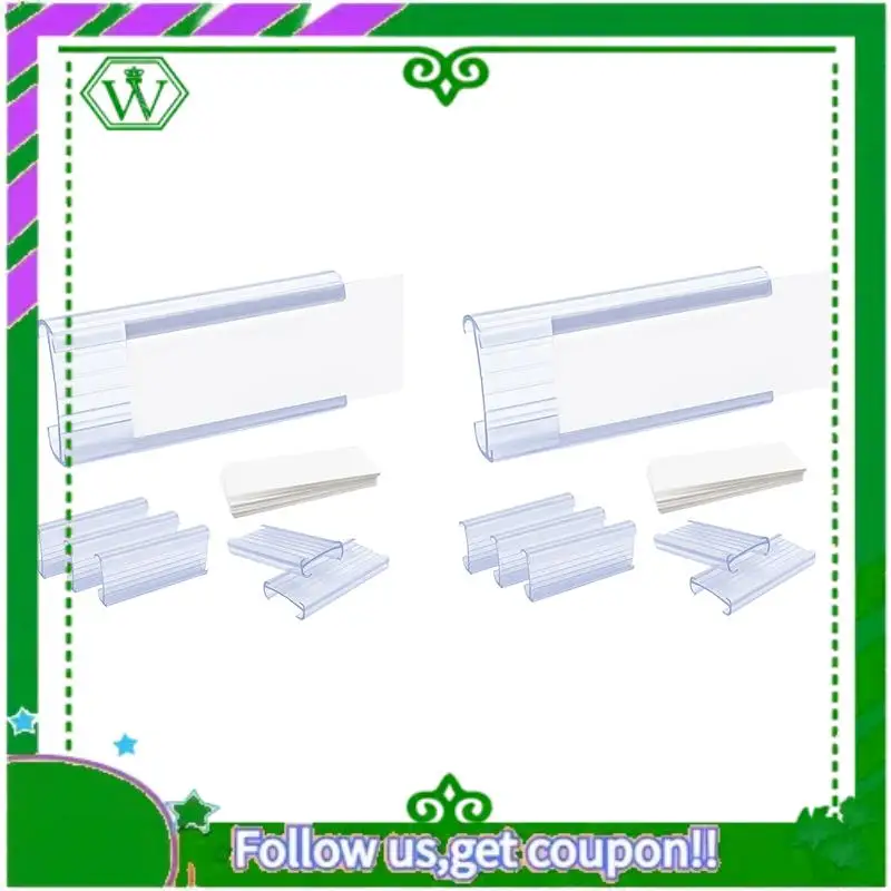 ABIK-Wire Shelf Label Holders, 60 Pack Plastic Wire Shelf Label Clips With Label Paper Removable Wire Rack Label Holder