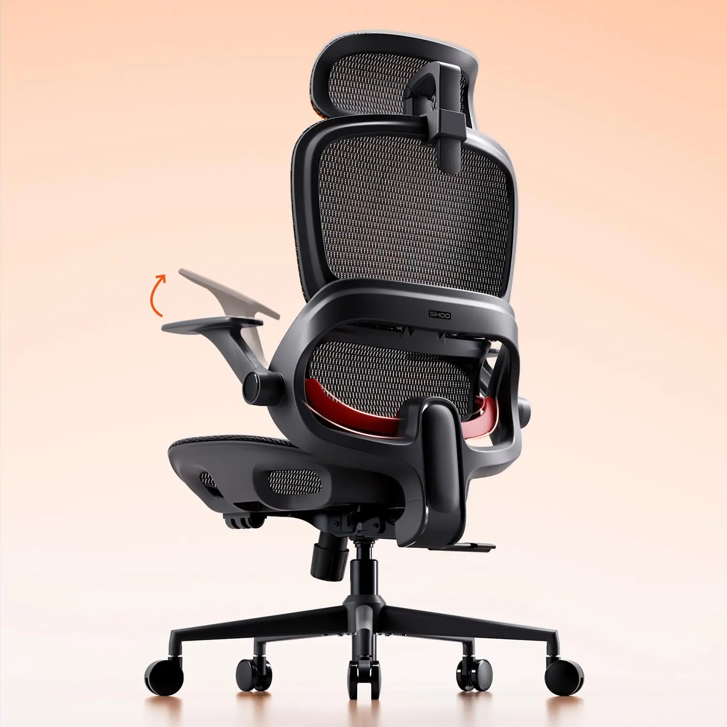 Mesh Ergonomic Office Chair with Adaptive Lumbar Support | Computer Chair with Wide Headrest, Flip-up, Customized