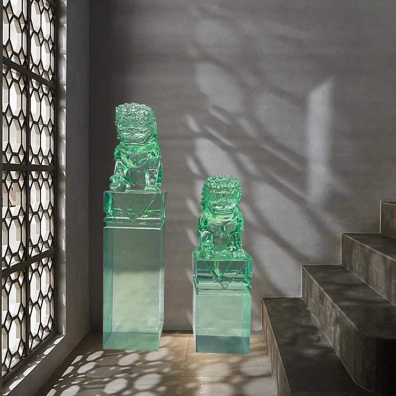 *Luxury Translucent Chinese Feng Shui Artistic Kylin Acrylic Resin Floor Vertical Sculpture Home Decor Holiday Gift