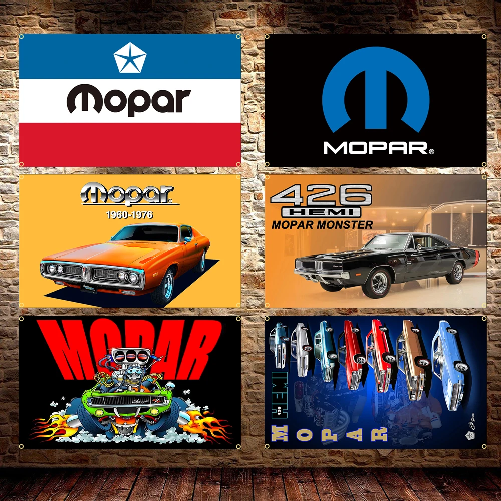 Mopars Racing Car Flag Banner Polyester Printed Motor Parts Poster 60x90cm 90x150cm Decor for Auto Enthusiasts, Room Decor