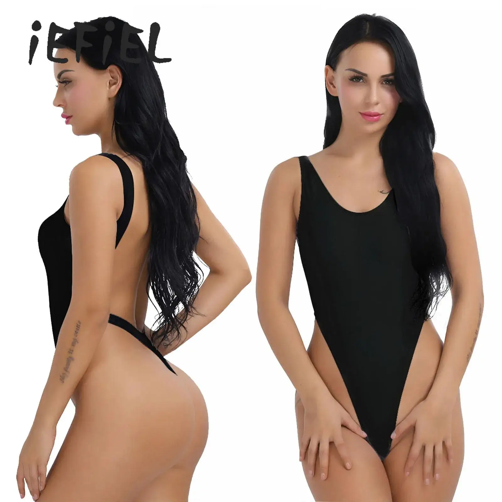 

Sexy One Piece Swimsuit Women Swimwear Solid High Cut Backless Thong Bathing Suit Monokini Swimming Suit Summer Bikini Beachwear
