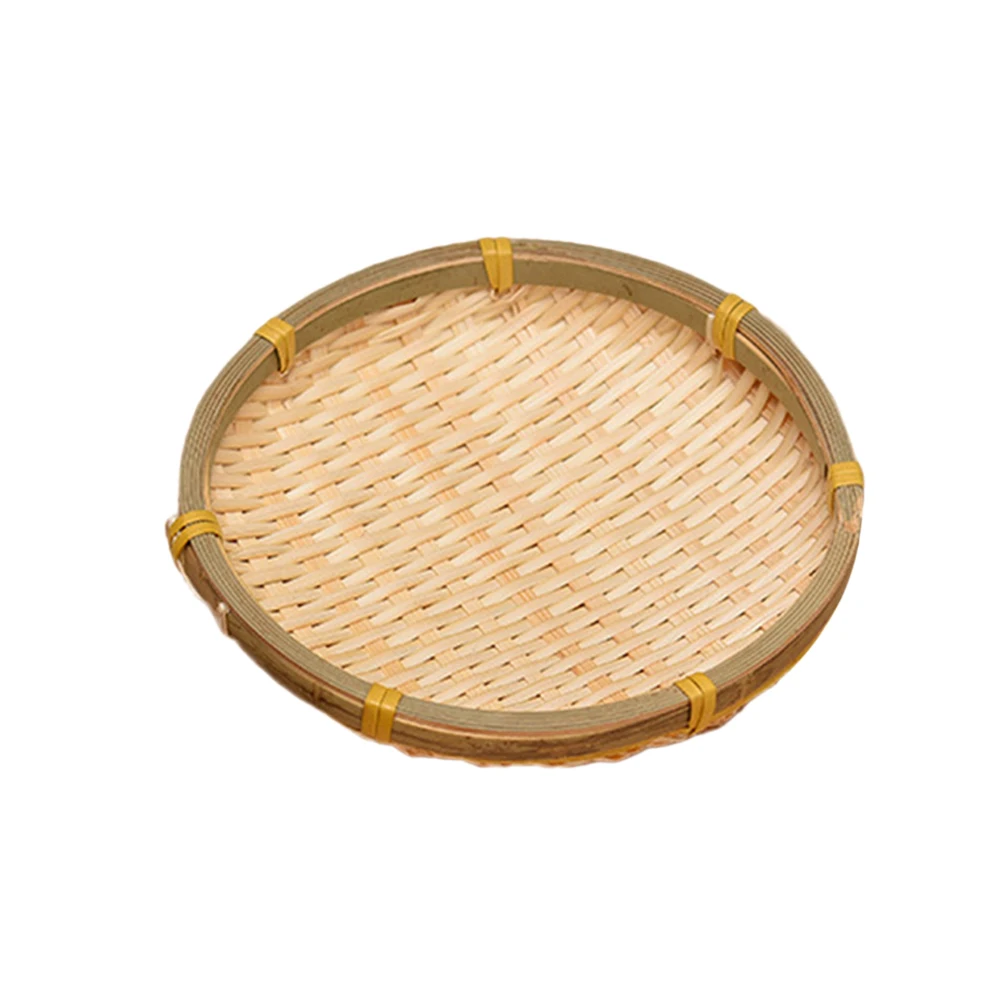 

with Cover Bamboo Basket Storage Vintage Food Wooden Serving Tray Handmade Woven