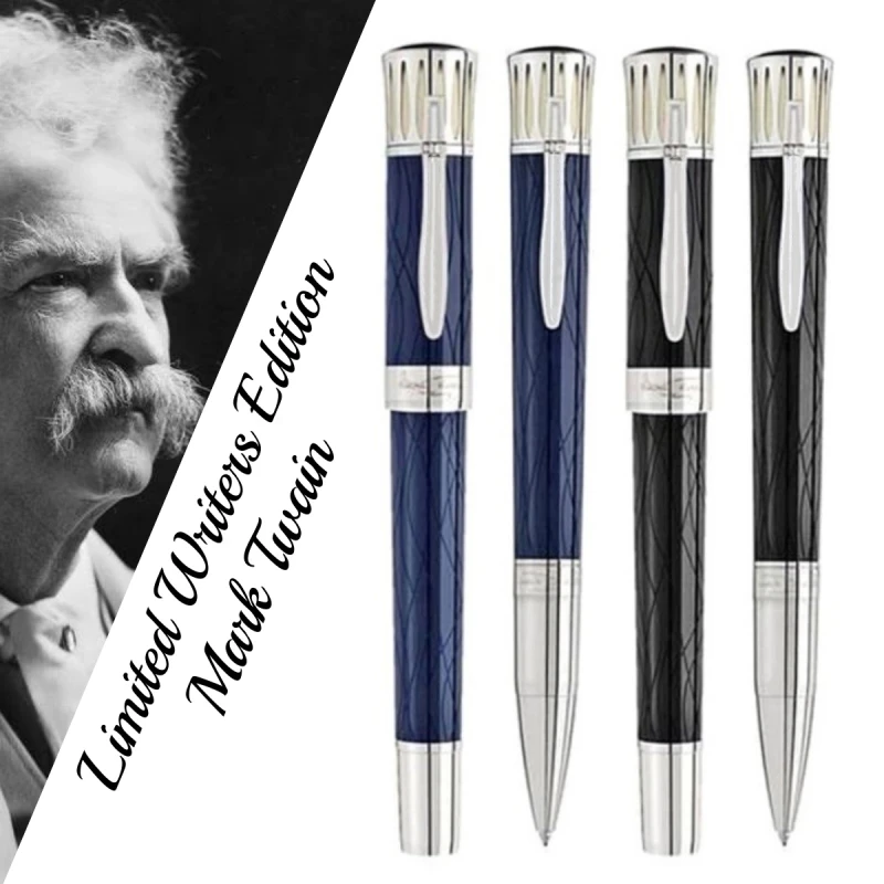 Limited Edition Writers Mark Twain Collection Rollerball Pen MB Blue & Black Ice Cracks Office Writing Ballpoint Pens 0068/8000