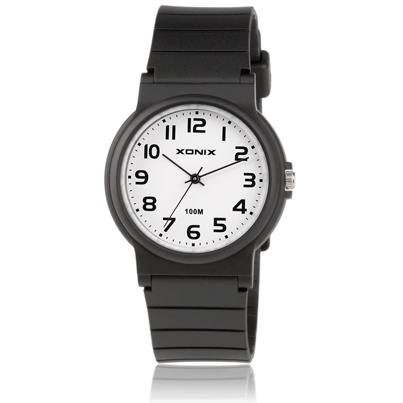 XONIX ساعة سوداء للنساء الأزواج نفس النمط كلاسيكي مؤشر كوارتز مقاوم للماء 100 متر طالب بسيط SP & RO