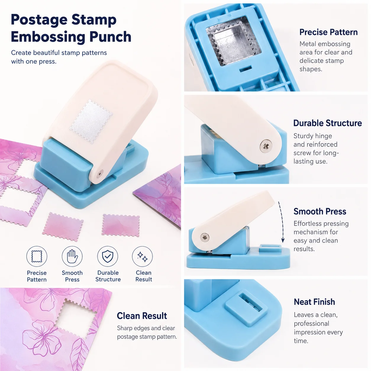 Tragbarer Briefmarken-Stanzformer Prägewerkzeug Papierlocher für Scrapbooking Kartenherstellung DIY Handgemachte Dekoration – Detail 7