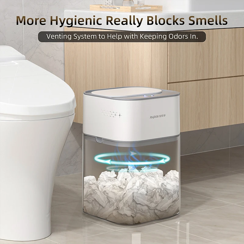 14L Smart Sensor Bathroom Trash Can Automatic Adsorption Electronic Trash Can White Touchless Garbage Bin for Kitchen Bedroom