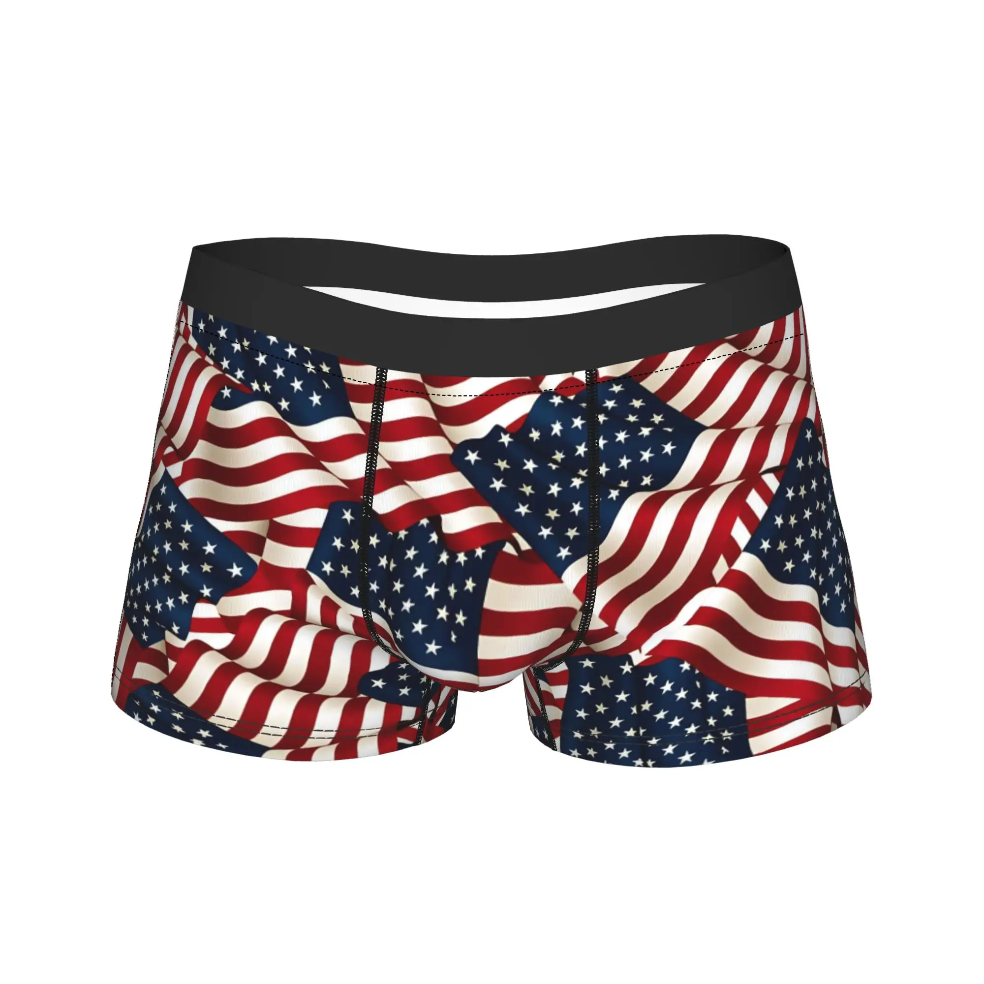 Patriotism American Flag Boxer Brief  Underwear Hot Sale Man Funny Trunk Pattern Large Size Underpants
