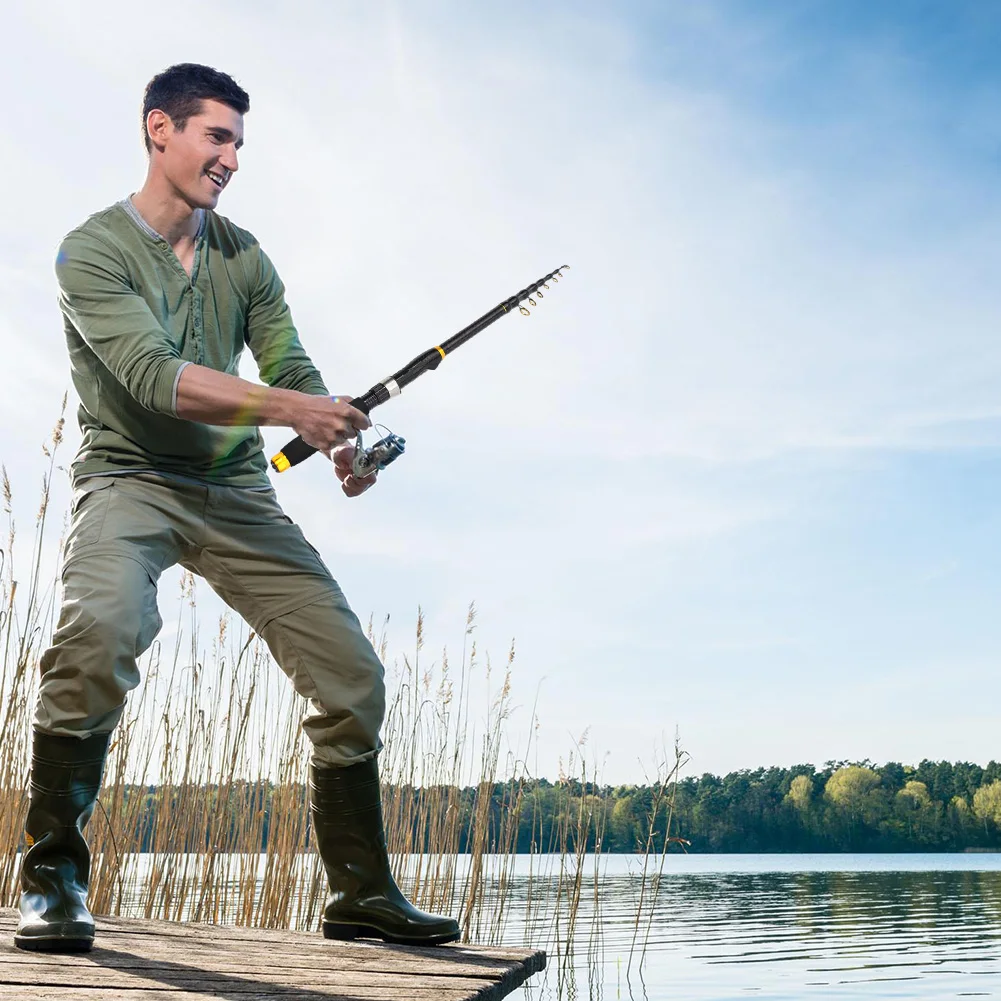 ألياف الكربون السفر قصبة صيد خشبية تلسكوبي الكارب الصيد رود السفر قضيب الصيد اكسسوارات لصيد سمك الشبوط