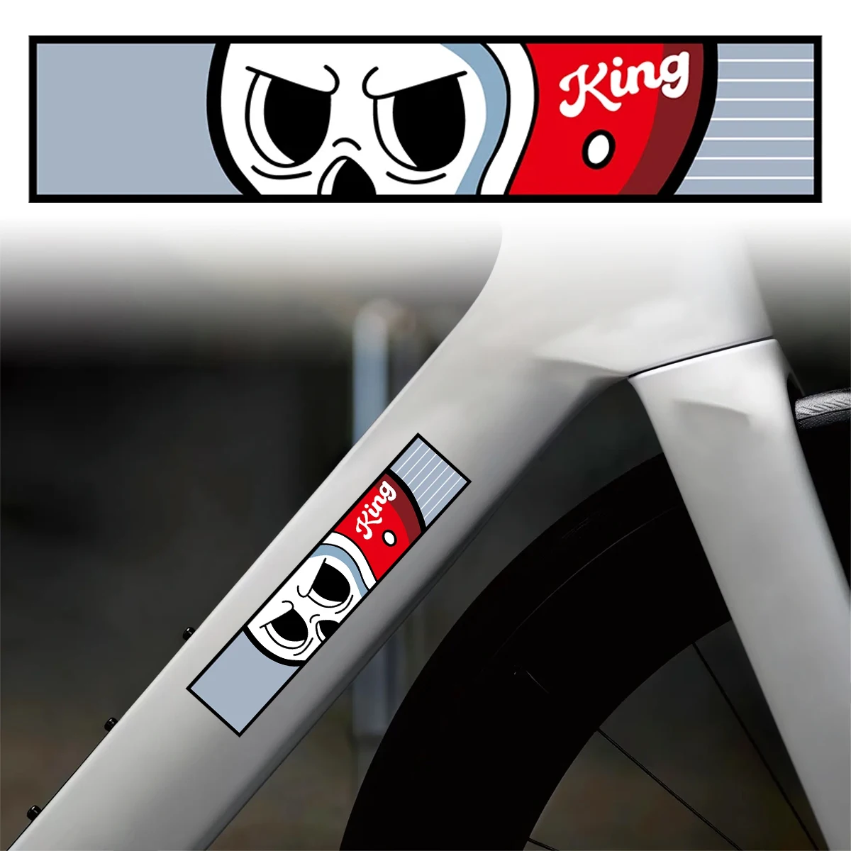 

2 шт./компл. текстовые наклейки с мультяшным черепом и «Король» (3 размера: 12/16/20 см) - водонепроницаемые виниловые наклейки для декора велосипеда/автомобиля