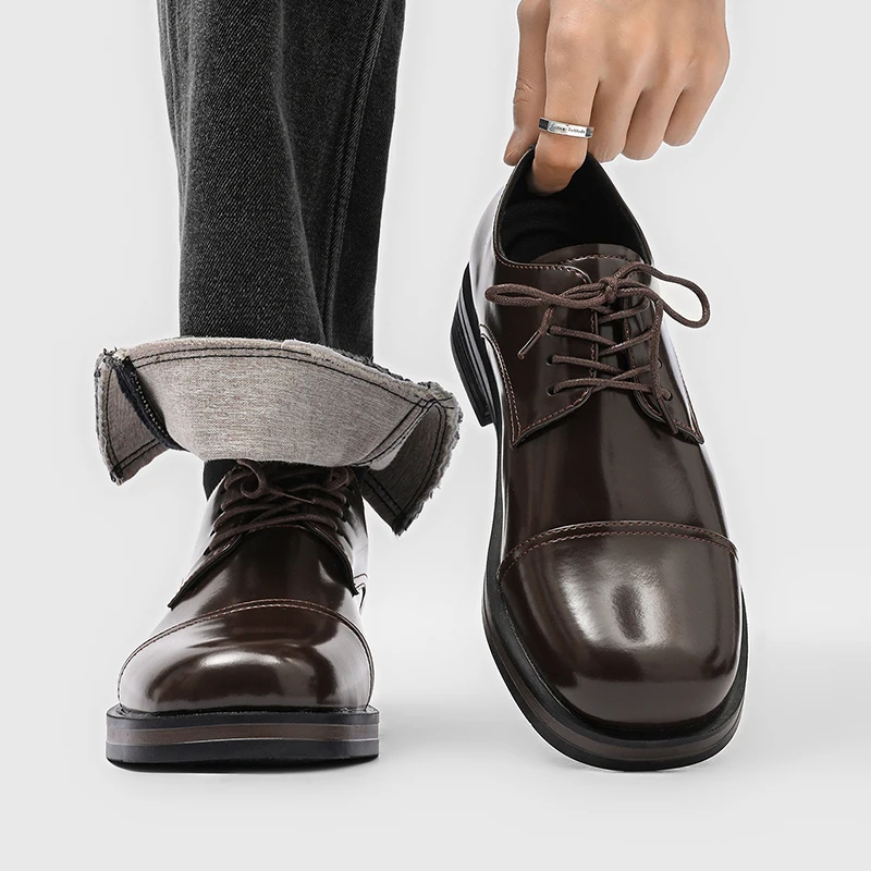 

Мужские туфли дерби из искусственной кожи на низком квадратном каблуке, профессиональные, классические, удобные