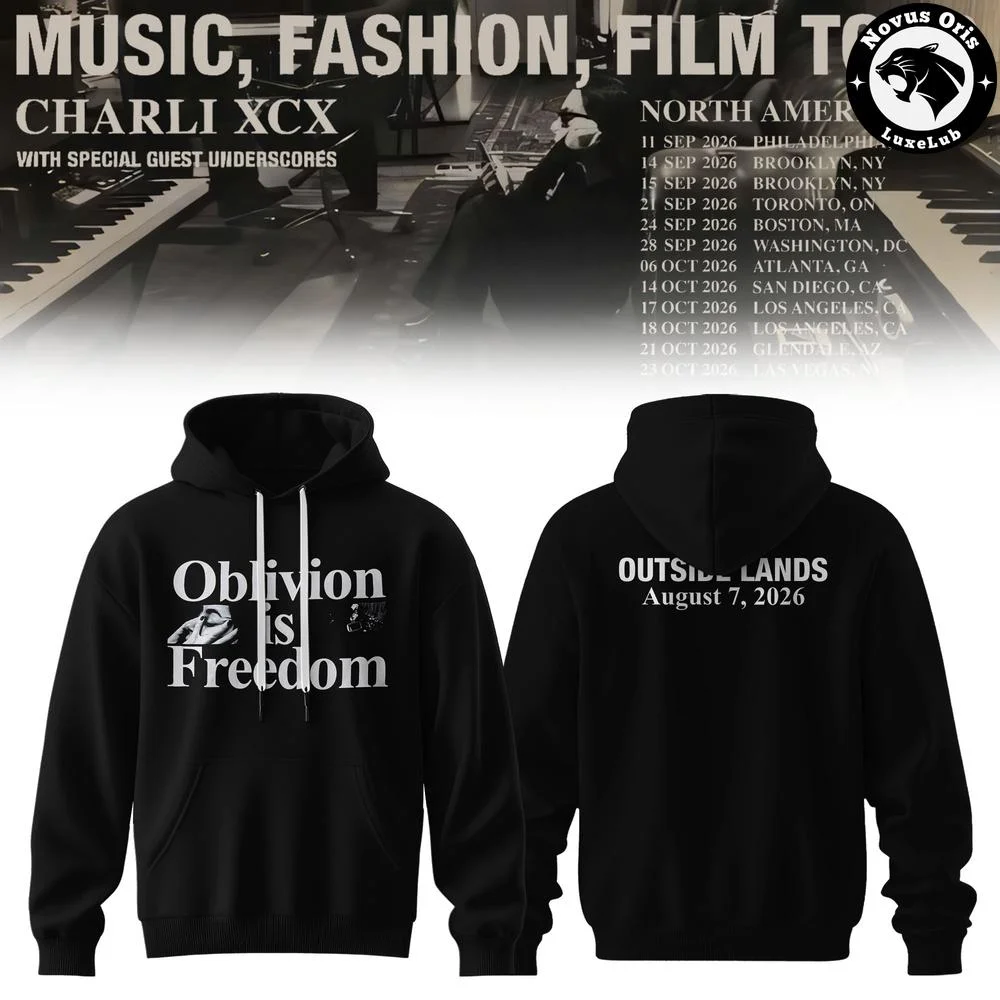 2026 Charli XCX Music Fashion Film Tour Hoodie Double Sided Print Unisex Pop Fan Merch Pullover Hooded Sweatshirt