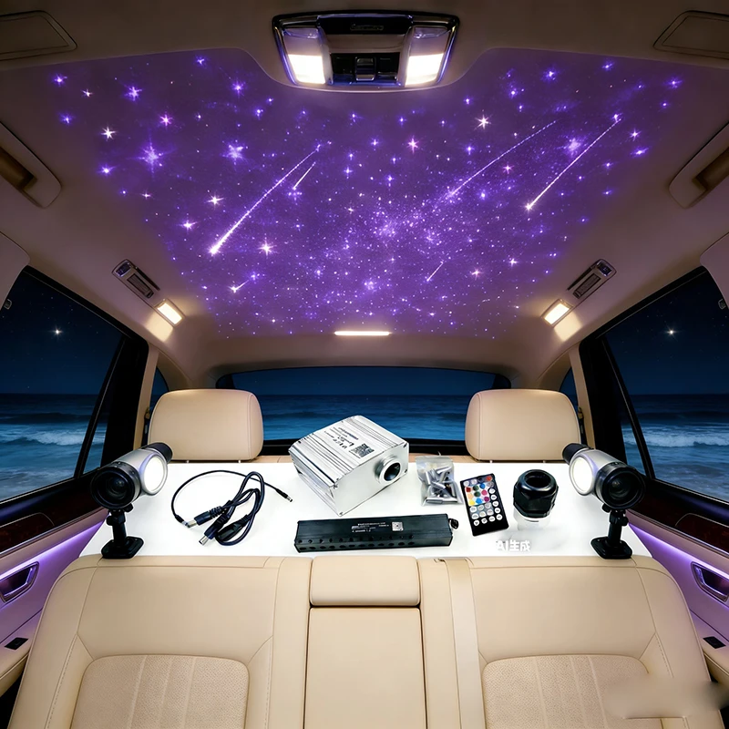 Fiber Optic Star Light Kit Smart app Car Roof Starry Meteor sky Ceiling Shooting Twinkle RGBW LED Combination lamp Cable Effect