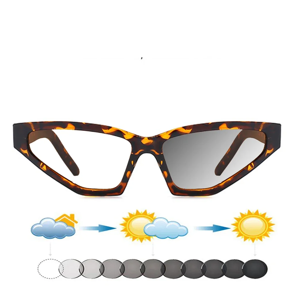 European and American Cat's Eye Retro Polygon Small Frame Photochromic Reading Glasses +0.75 To +4