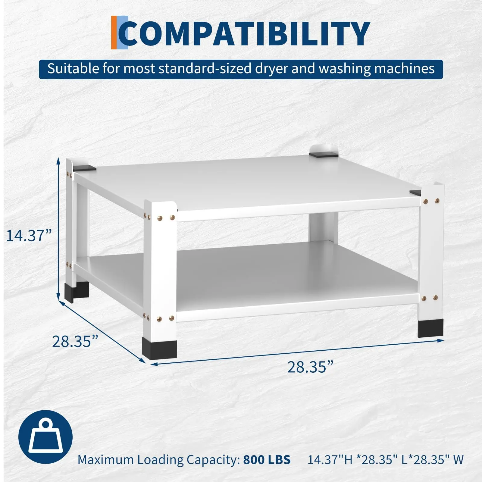 2 PACK Washing Machine Base With Storage Shelf 800Lbs Load Capacity Heavy Duty Washer and Dryer Stand