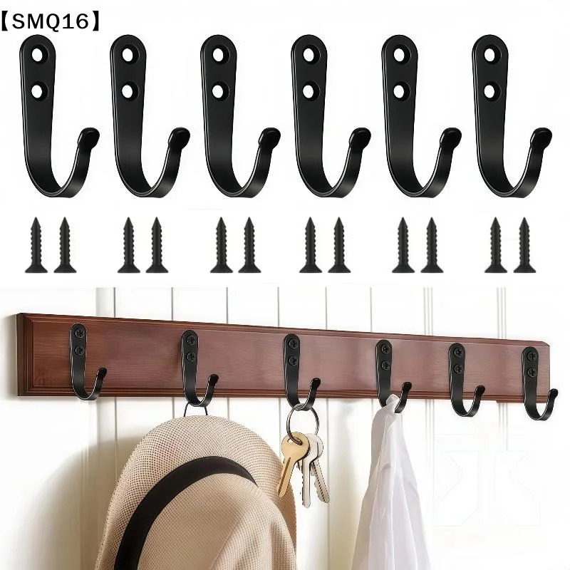 5/10 Pcs Heavy-Duty Iron Coat Hooks With Screws,Anti-Rust Wall Mounted For Home Office Industrial【SMQ】