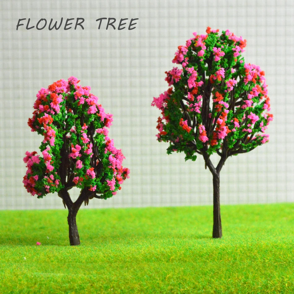 Mini Color Tree Model for Making DIY Building, Sand Table, HO Railway, Cena do Jardim, Layout de Plantas, Diorama Kits, 4cm, 50Pcs, 100Pcs