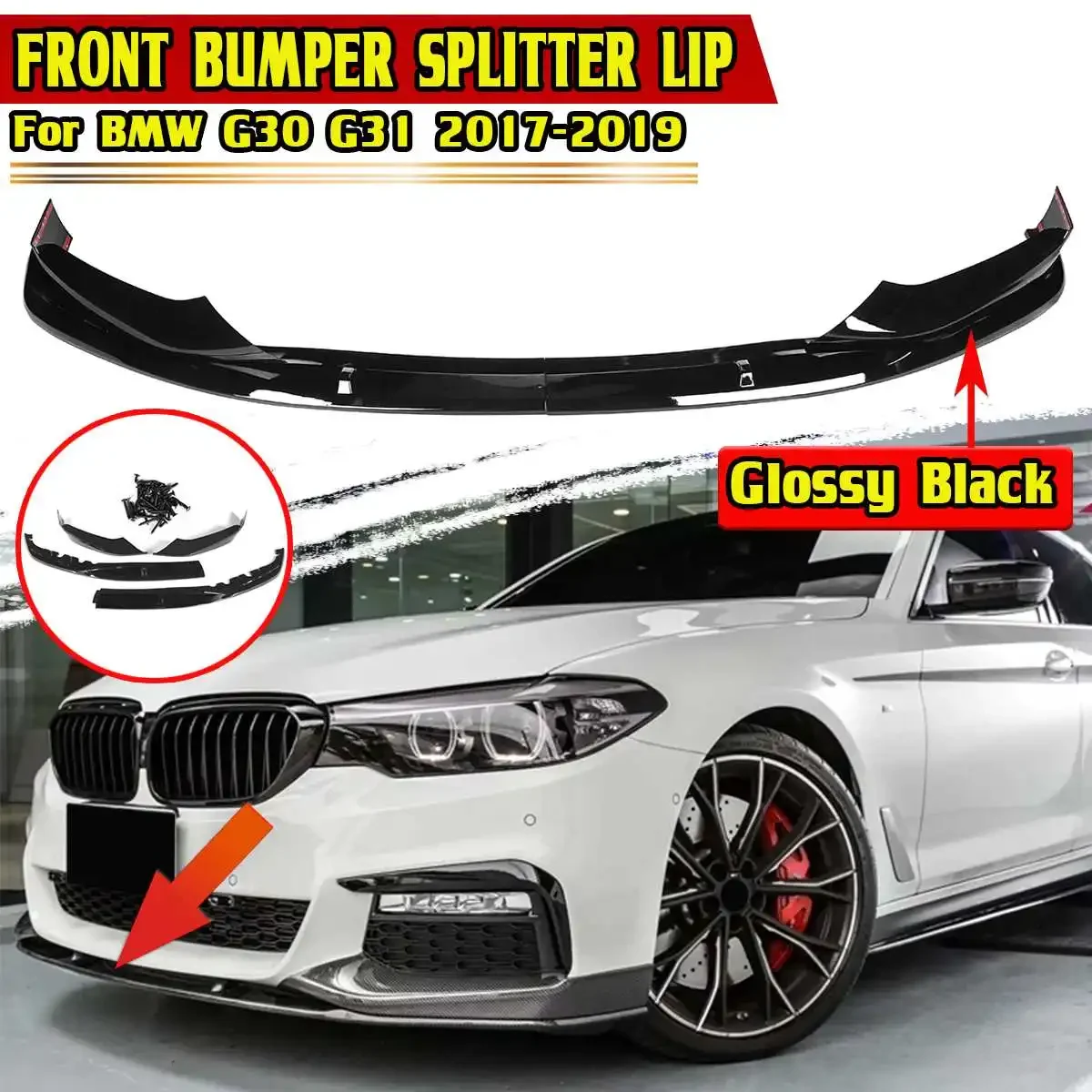 

High Quality G30 Car Front Bumper Lip Splitter Spolier Winglet Aprons Guard Covers For BMW G30 G31 M Sport 2017-2019 Body Kit