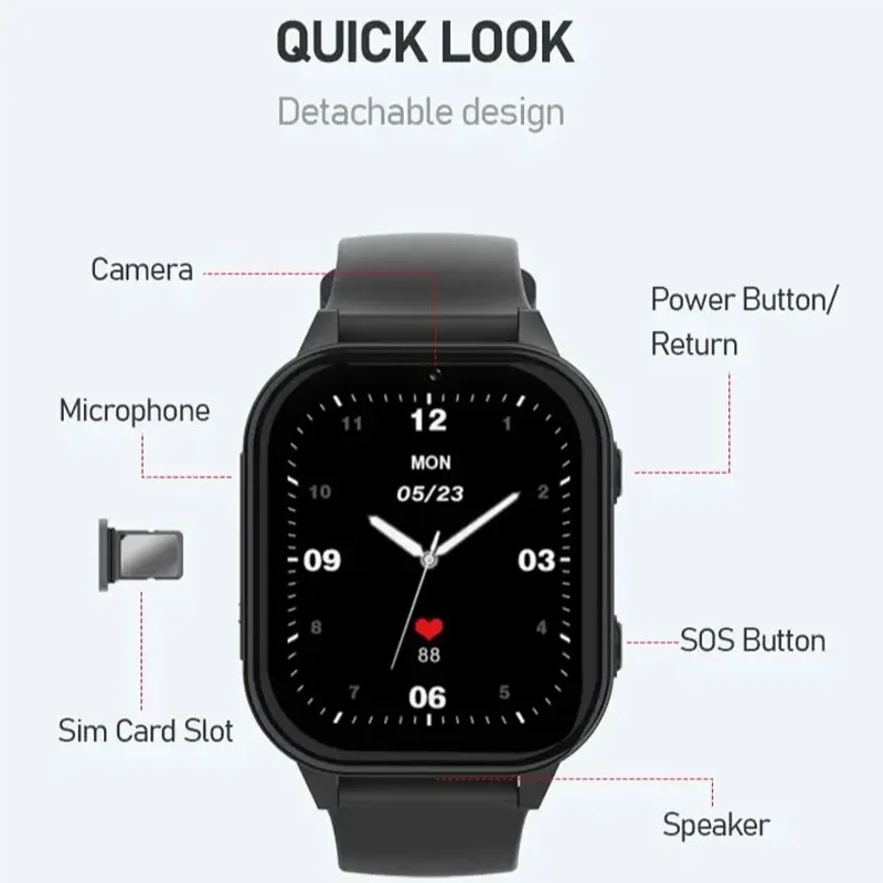 Wonlex KT19pro max Smart watch per bambini 4G WIFI GPS Tracker Fotocamera Monitor della temperatura corporea Videochiamata Smartwatch per bambini WhatsApp