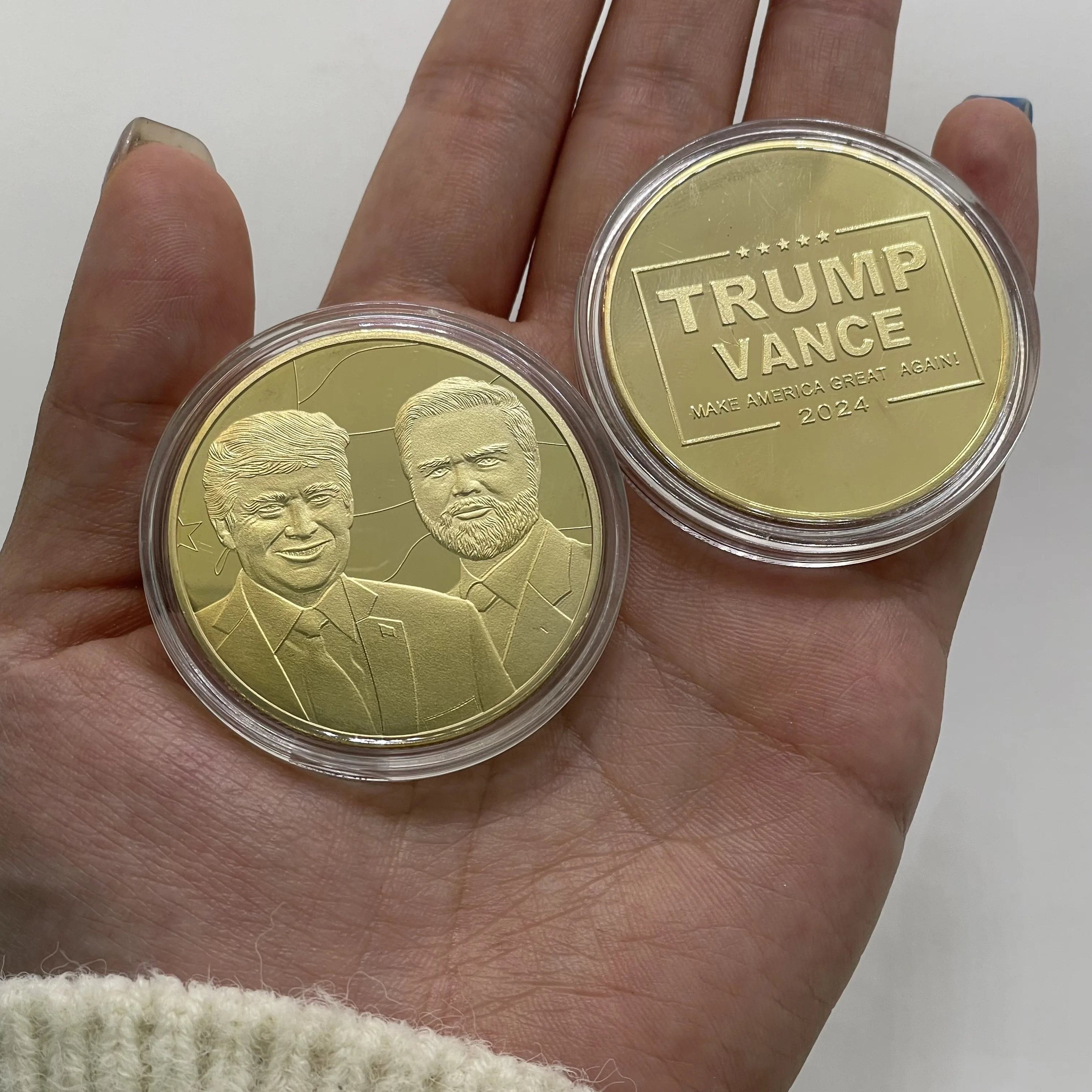 24k presidential coin Trump US campaign commemorative coin collection gift to send to fans