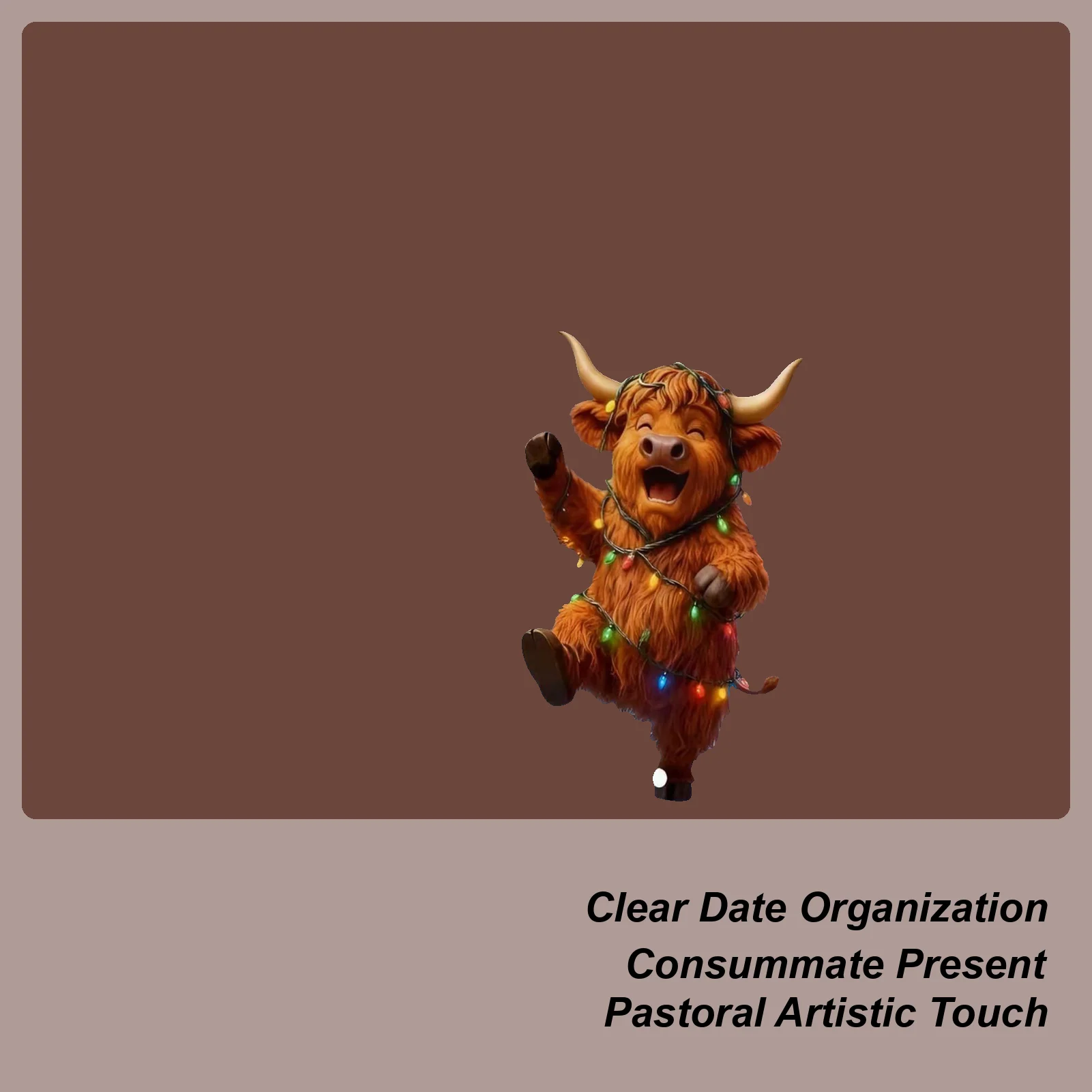 

Очаровательный праздничный настенный календарь Highland Cow 2026 с милой тематикой Highland Cattle, художественный настенный планировщик, 12-месячный календарь с расписанием