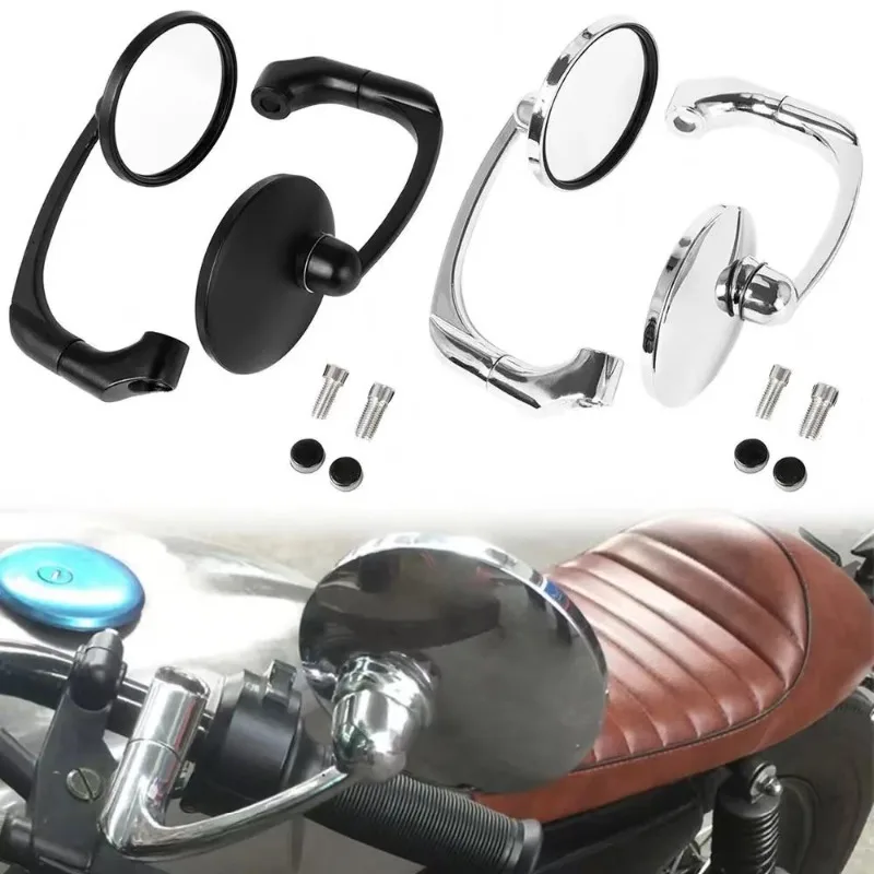 Round Handlebar Aluminum Alloy Motocycle Rearview Mirrors Moto End Motor Side Mirrors Motorcycle Cafe Racer Accessories