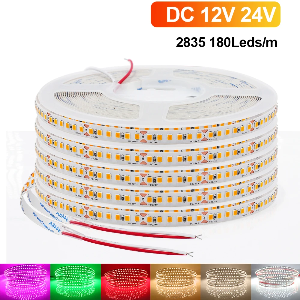 

5M 10M LED Strip Light 12V 24V 2835 Flexible LED Tape Ribbon Super Bright 180leds/m Light Bar for Home Backlight Decoration