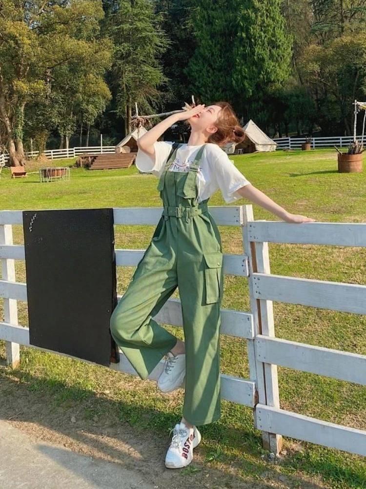 

Модный комплект-комбинезон свободного кроя с широкими штанинами для женщин, весна-лето 2026, новый корейский стиль, студенческая мода