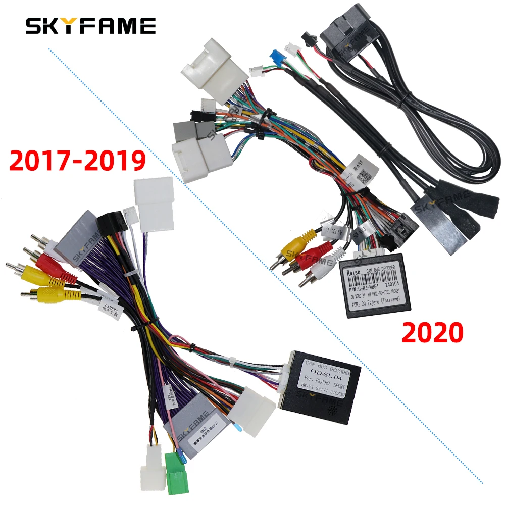 SKYFAME Car Wiring Harness Adapter Canbus Box Decoder Android Radio Power Cable For Mitsubishi Pajero 4WD