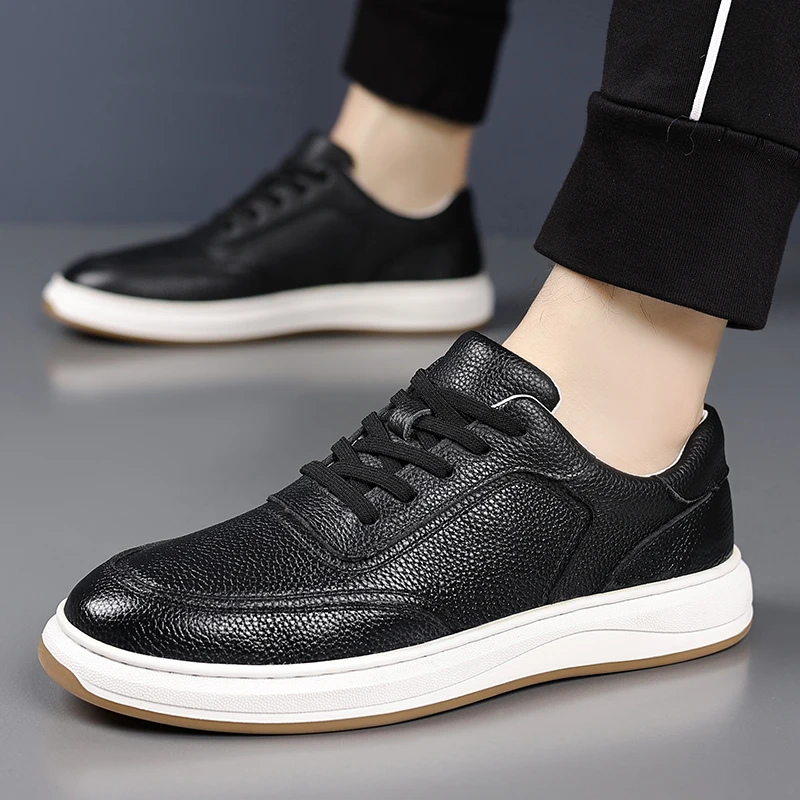 

Модные уличные туфли-оксфорды, износостойкая мужская кожаная повседневная обувь на толстой подошве, простая мужская спортивная дорожная обувь