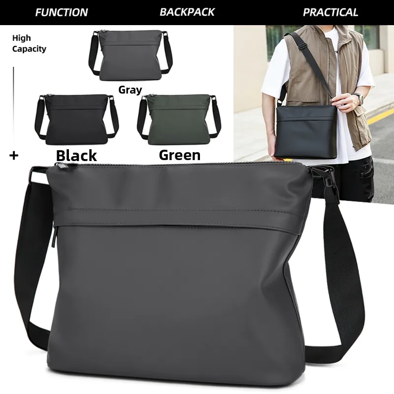 

Sleek Crossbody Bag for Men Water-resistant Nylon Shoulder Bag Multi-Pocket Large CapacityMinimalist Style for Daily/Work/Travel