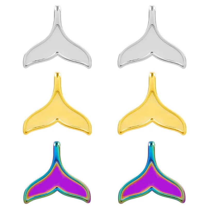 10Pcs Dolphin Tail Fin Animal Stainless Steel Diy Earrings Necklace character Charms For Jewelry Making Small Pendant