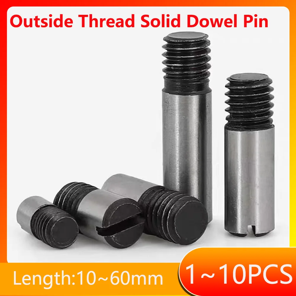 M4 M5 M6 M8 M10 M12 M16 M20 Carbon Steel  Outside Thread Solid Dowel Pin Slotted Head Positioning Roll Shaft