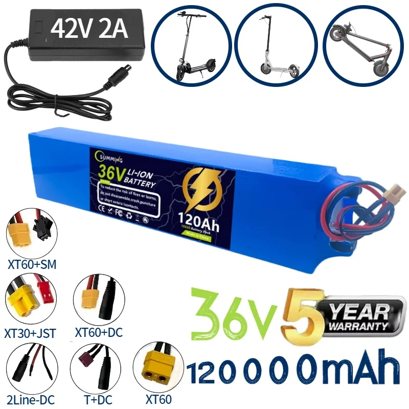 

NEW 10S3P 36V 120Ah 36vElectric Scooter Battery Pack18650 LithiumM365 Electric Scooter 36v Battery Scooter with Charger