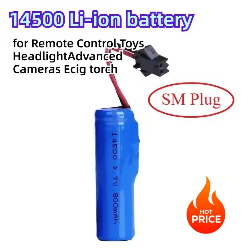 3.7V 800mah 14500 AA Rechargeable Li-ion Battery for Remote Control Toys Headlight Advanced Cameras Ecig torch Batteries SM Plug