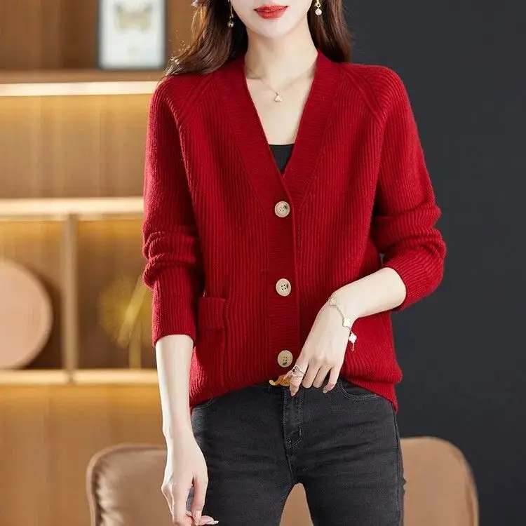 

High-End Knitted Sweater Coat for Women No Pilling Early Autumn Dongguan Daliang Non-Ball Fem Early Autumn South Oil Women...