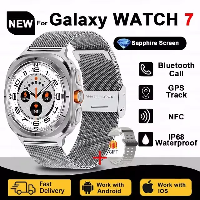 2025 New GPS Smart Watch 7 Ultra Men 47MM AMOLED Screen Multi-Function Compass Sports Fitness Tracker Health Women Smart Watch