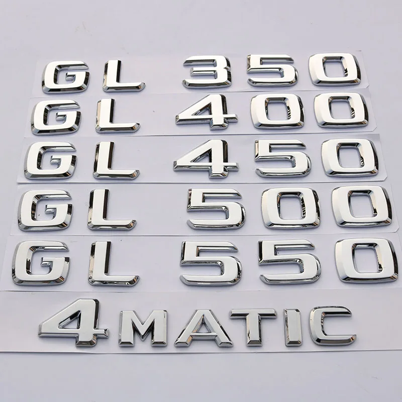 

Flat Silver 3D ABS Car Sticker Fender Trunk Lid Emblem Badges For Mercedes Benz X166 X164 GL350 GL400 GL450 GL500 GL550 4MATIC