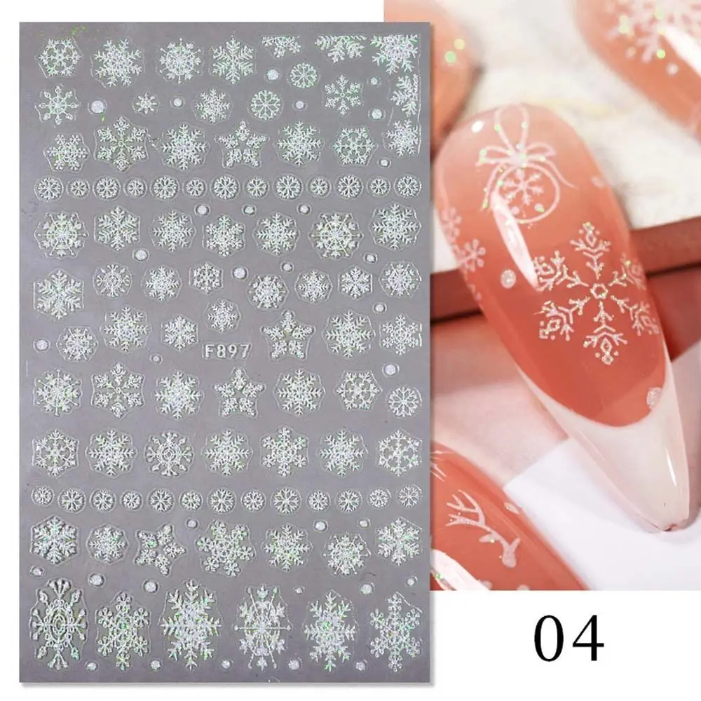 Women Manicure Accessories Bells White Nail Art Decorations Christmas Nail Stickers Elk Nail Decals Snowflake Nail Stickers