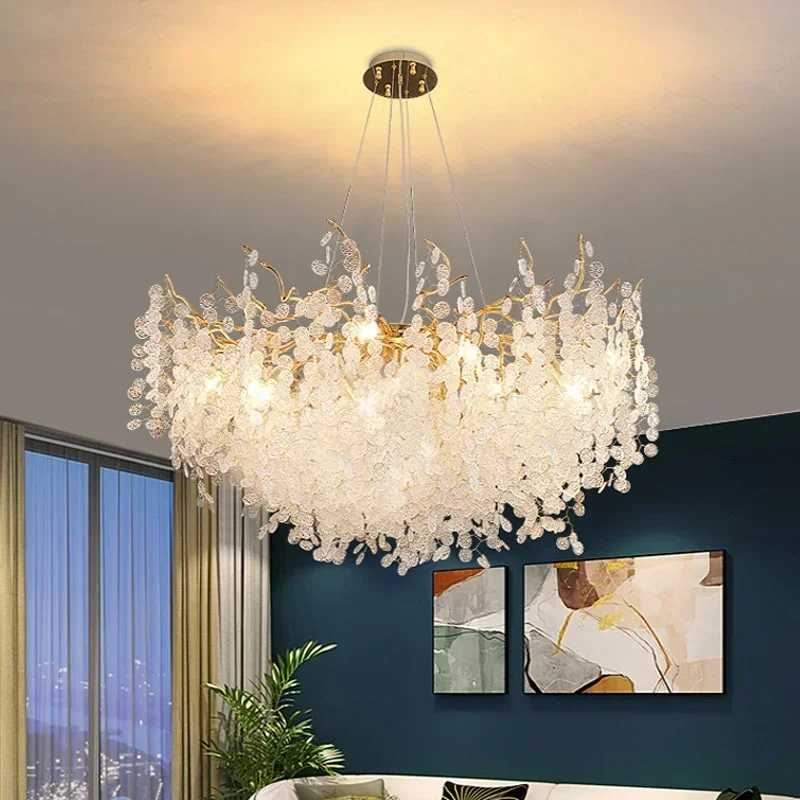 

Modern Luxury Chandeliers Lighting Gold Hanging Lamp Glass Idoor Home Decor Pendant for Living Room Dining Table Bedroom G9