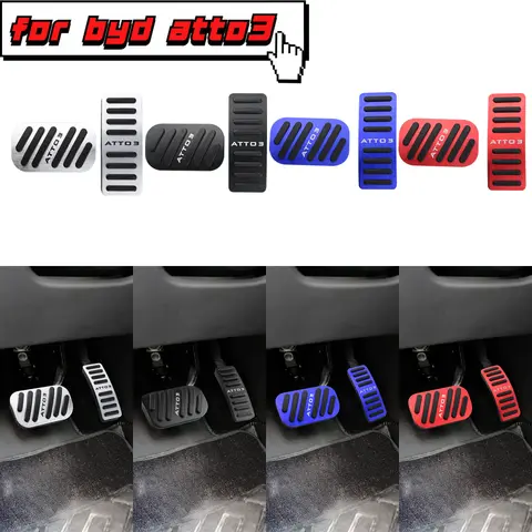 BYD Yuan Plus Atto 3 스테인레스 스틸 자동차 풋 페달 브레이크 가스 가속기, 미끄럼 방지 드릴링 페달 커버 패드 액세서리