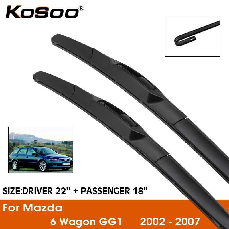 

Car Wiper Blade For Mazda 6 Wagon GG1 2002-2007 Windshield Rubber Silicon Refill Front Window Wiper 22"+18" LHD RHD Accessories