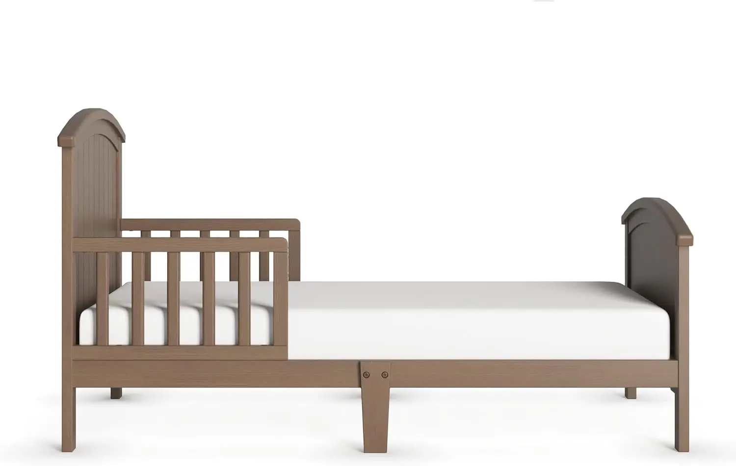 Hampton Arch Top Toddler Bed, Pinewood, Low Design, Guard Rails, Dusty Heather