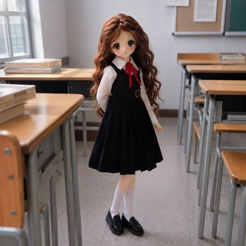 One Suit Pleated Skirt for Blythe Ob22 26cm Azone Middle School Student Uniform Clothes Accessories