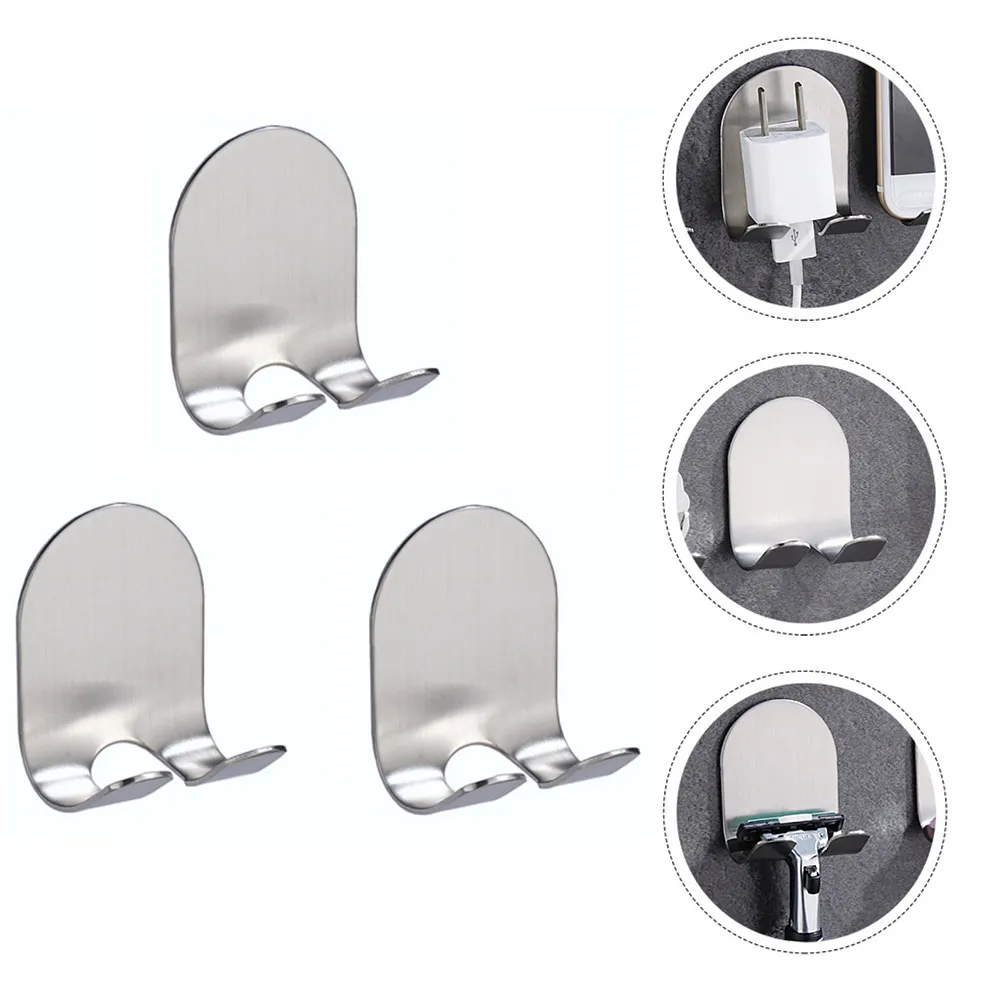 3Pcs Razor Hook 304 Stainless Steel Self Adhesive Shaver Holder No Drill Wall Mount for Tile Glass Metal Smooth Surfaces