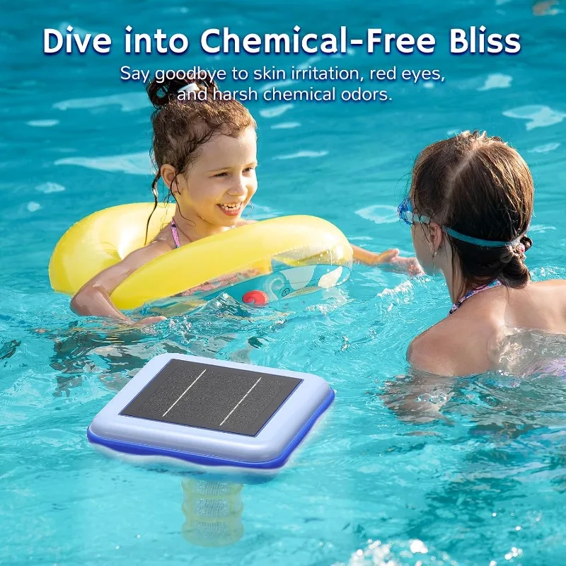 C9 Square Solar Pool Ionizer - Floating Water Cleaner and Purifier, Keeps Pool Water Crystal Clear, Eliminates Algae in Pool