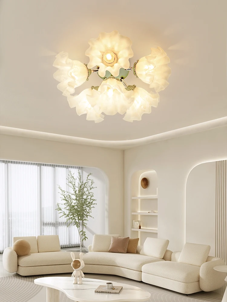 

*French cream wind ceiling light bedroom room light retro lily of the valley creative flower cloakroom light