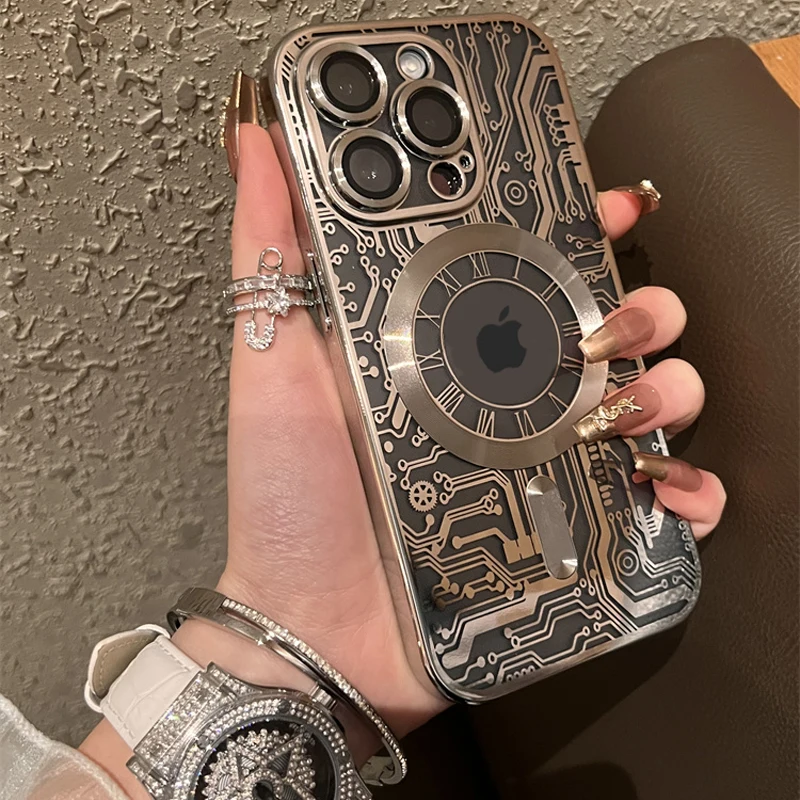 غطاء خلفي فاخر لهاتف For Magsafe الشفاف لهاتف For Apple iPhone 16 15 14 13 12 11 Pro Max 15 Plus للشحن اللاسلكي #1