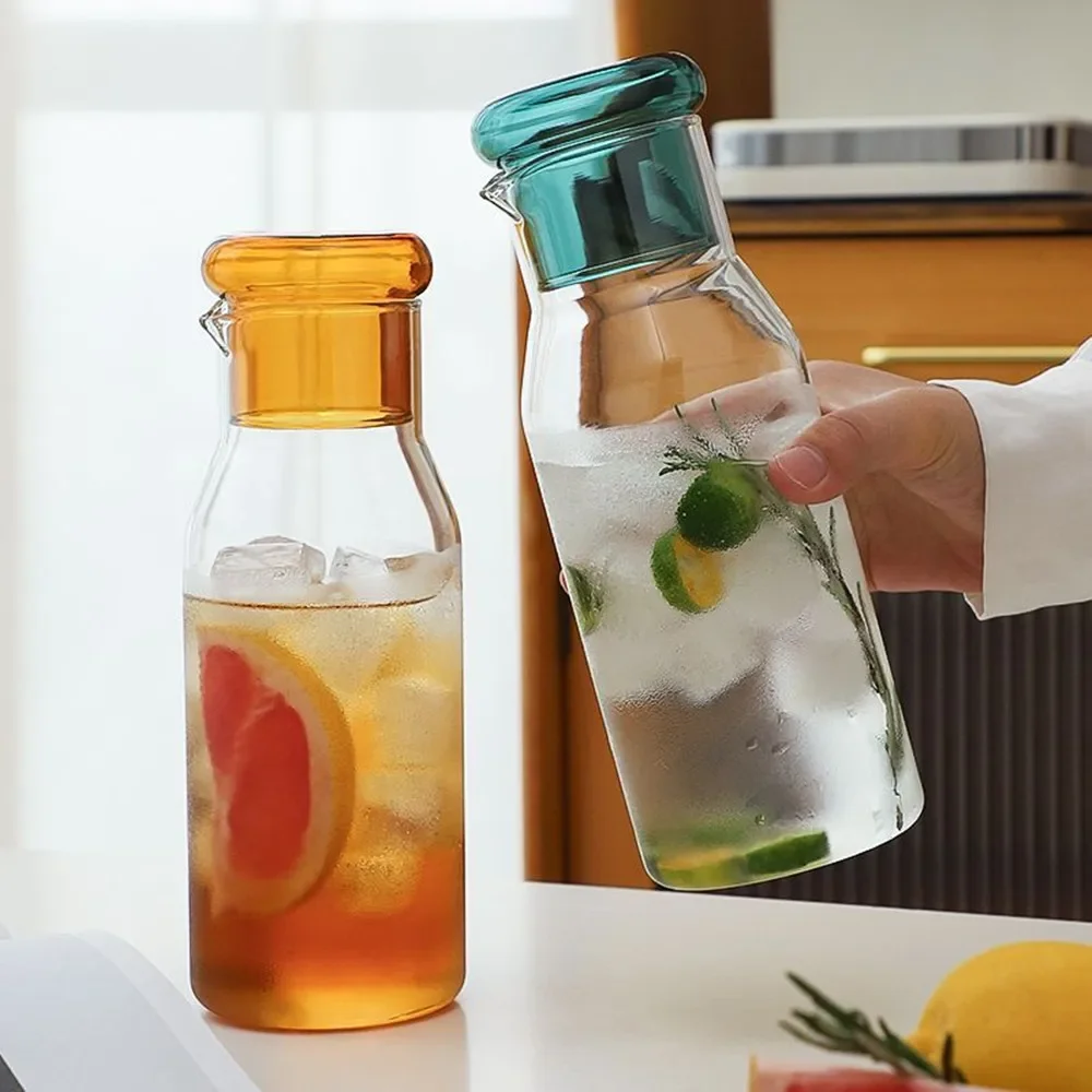 Clear Bedside Water Carafe Set with Tumbler Glass for Bedroom, Bedside Night Carafe Pitcher and Water Carafe with Cup Lid Set