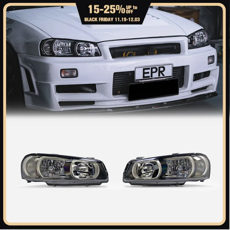 

R34 GTR Style LED Headlight, OE-Style Replacement, Fit for 1999 - 2002 Nissan Skyline R34 GTR Models, High-Quality Aftermarket U