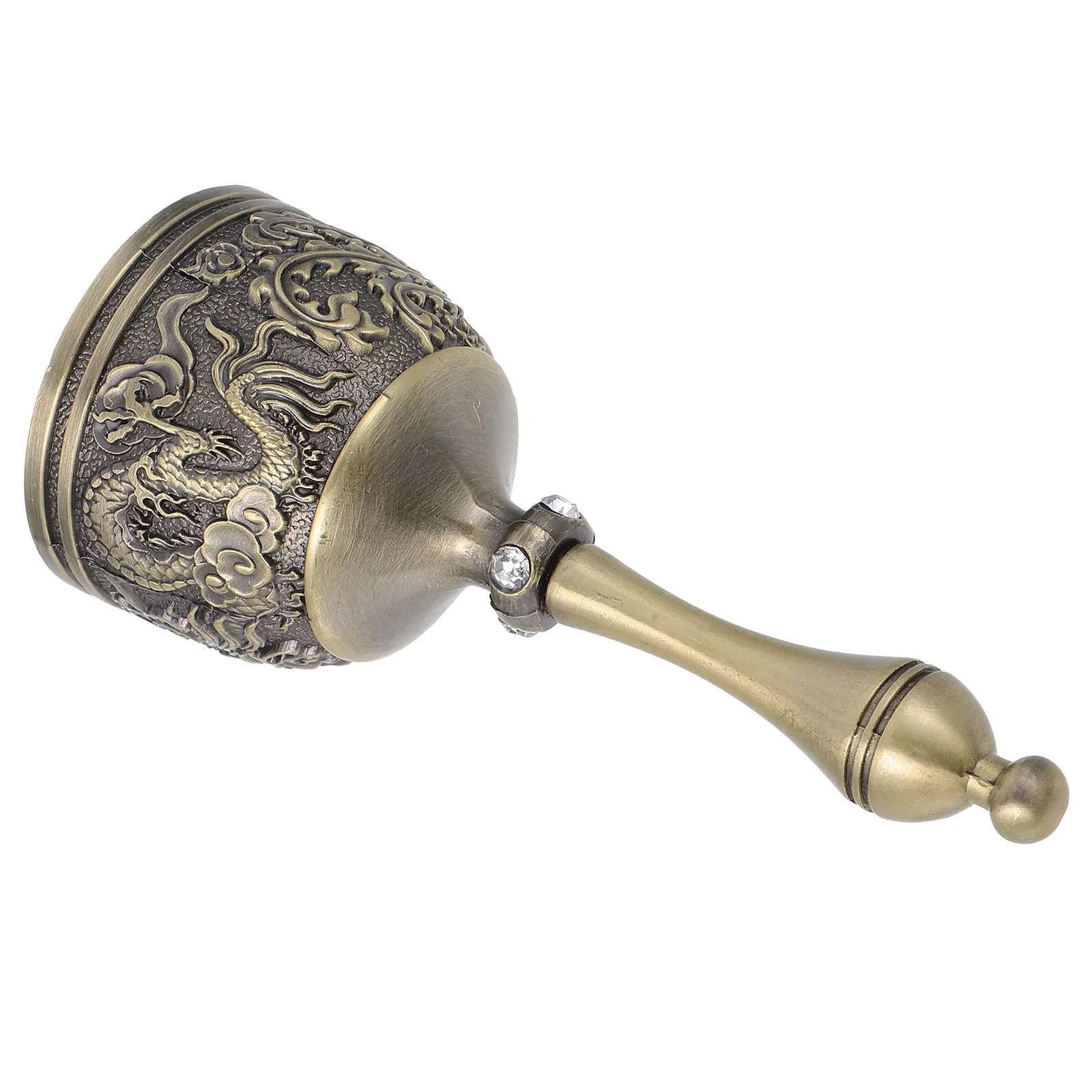 Vintage Zinc Alloy Hand Bell European Dragon Phoenix Design Ergonomic Handle Loud Clear Sound for Wedding Meditation Restaurant